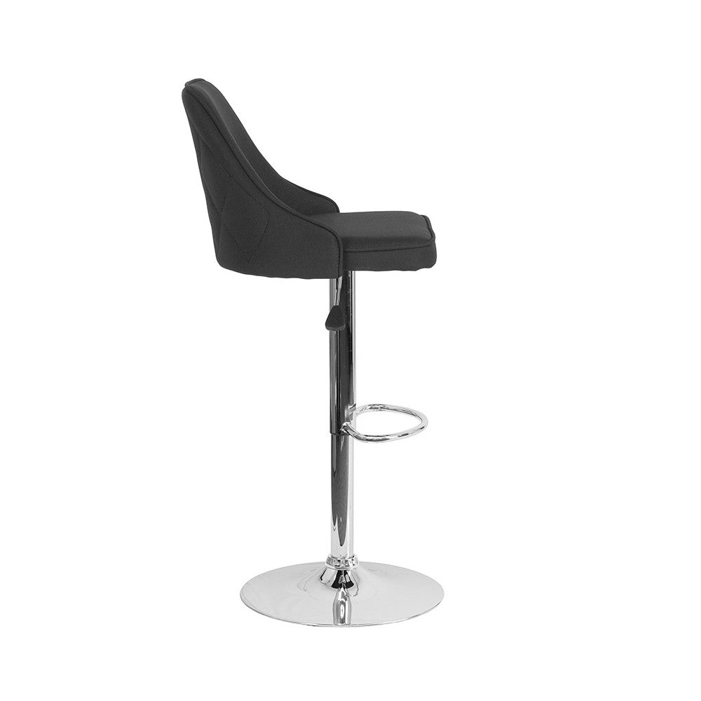 Trieste Contemporary Adjustable Height Barstool in Black Fabric