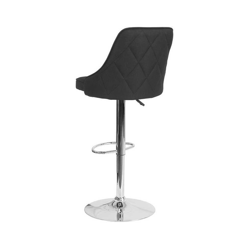 Trieste Contemporary Adjustable Height Barstool in Black Fabric