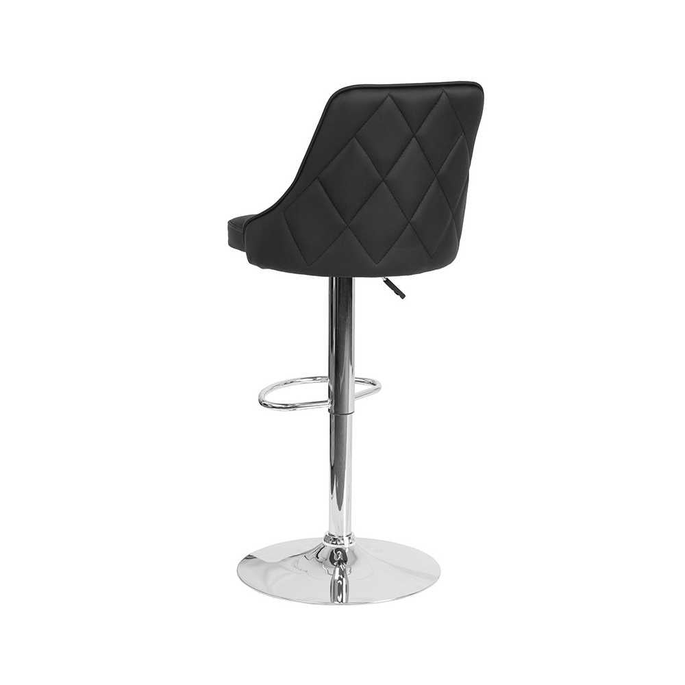 Trieste Contemporary Adjustable Height Barstool in Black LeatherSoft