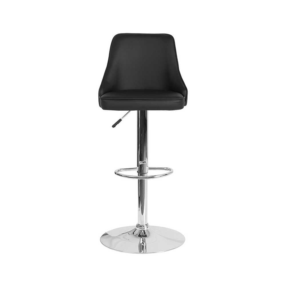 Trieste Contemporary Adjustable Height Barstool in Black LeatherSoft