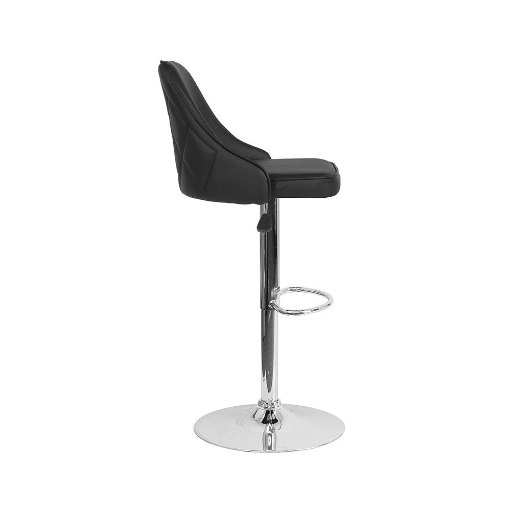 Trieste Contemporary Adjustable Height Barstool in Black LeatherSoft