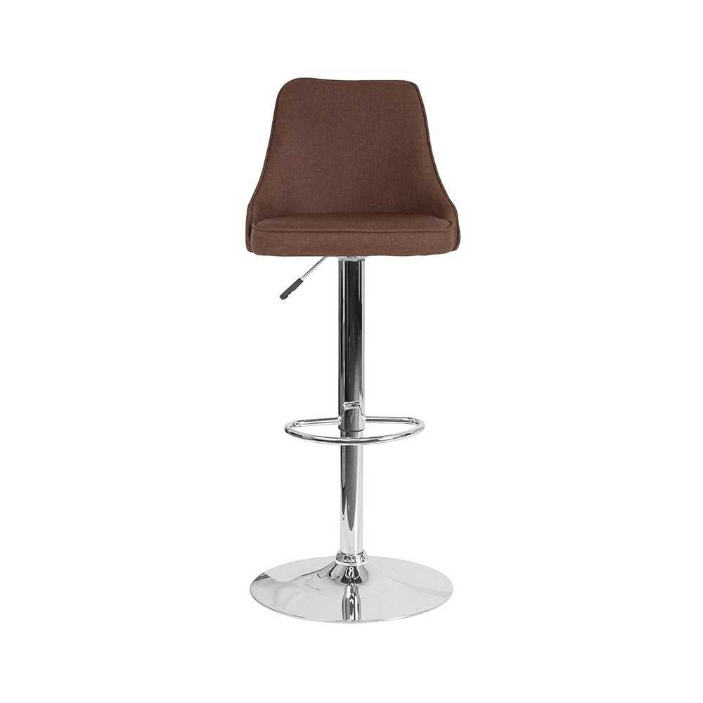 Trieste Contemporary Adjustable Height Barstool in Brown Fabric