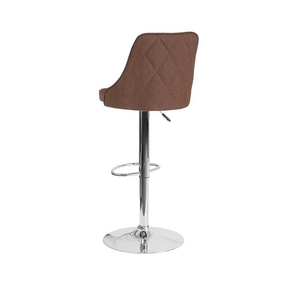 Trieste Contemporary Adjustable Height Barstool in Brown Fabric