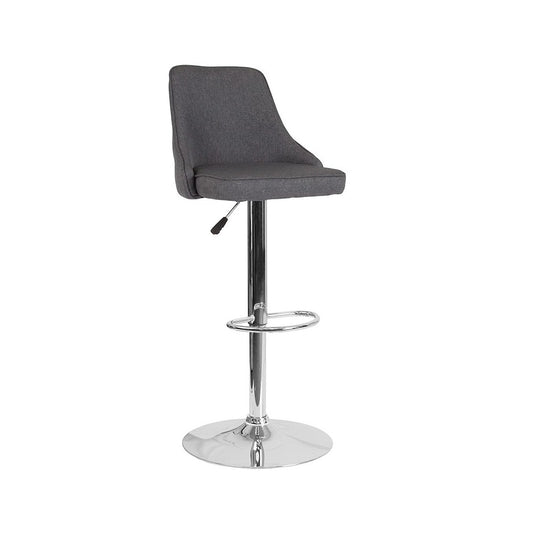 Trieste Contemporary Adjustable Height Barstool in Dark Gray Fabric