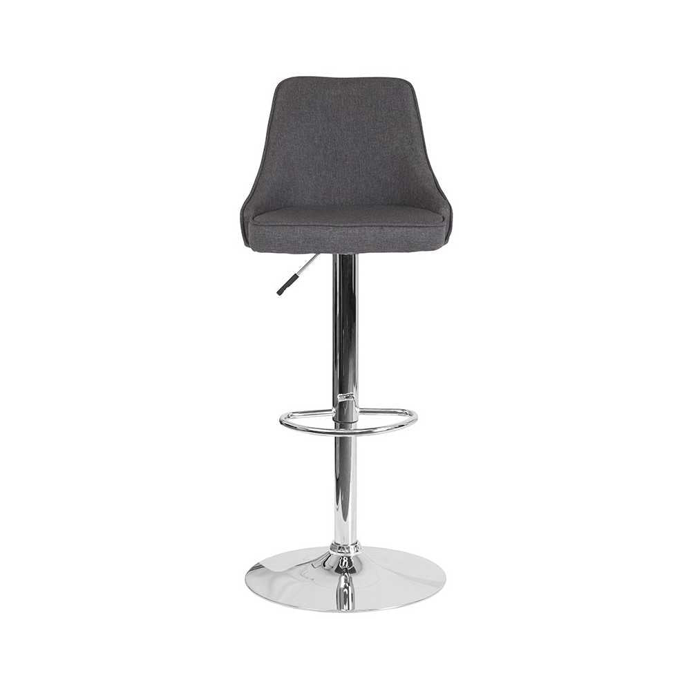 Trieste Contemporary Adjustable Height Barstool in Dark Gray Fabric