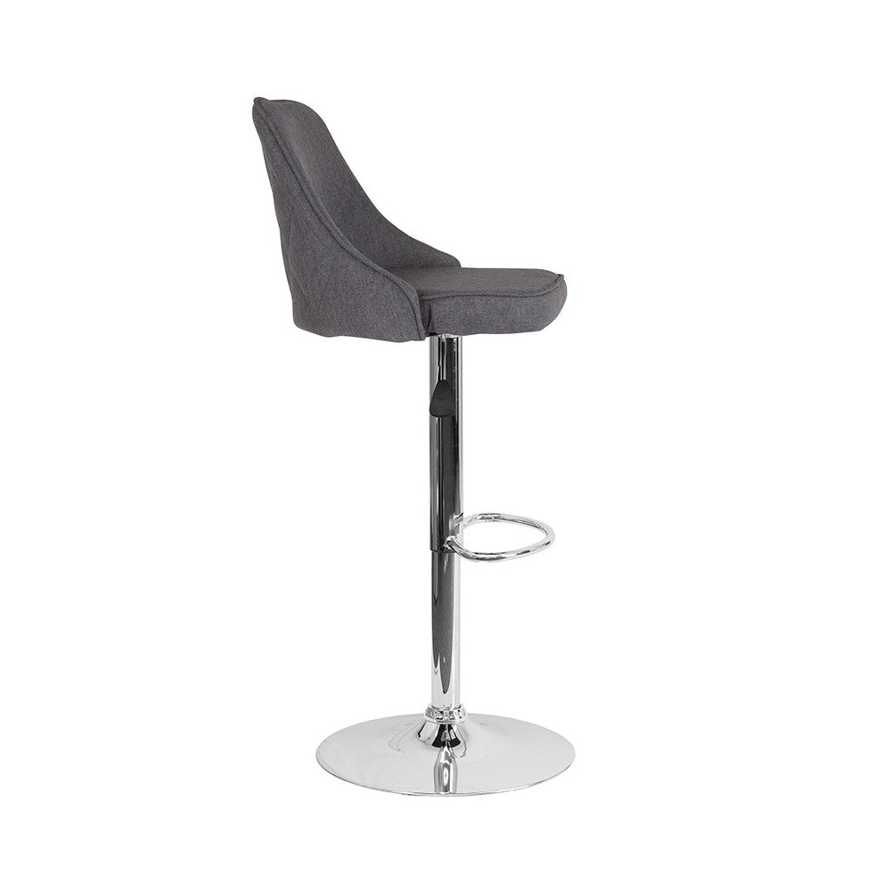 Trieste Contemporary Adjustable Height Barstool in Dark Gray Fabric