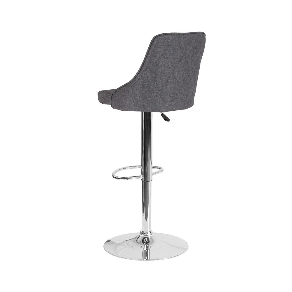 Trieste Contemporary Adjustable Height Barstool in Dark Gray Fabric