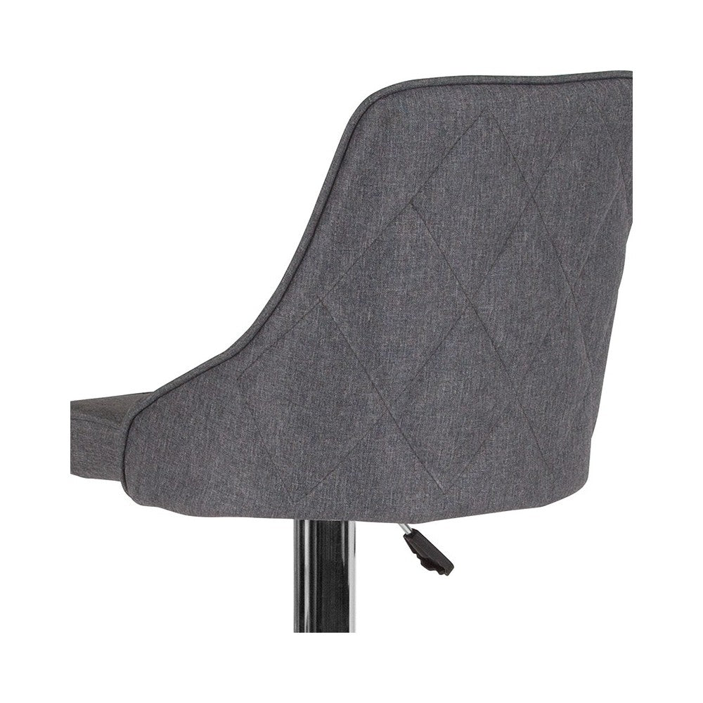 Trieste Contemporary Adjustable Height Barstool in Dark Gray Fabric