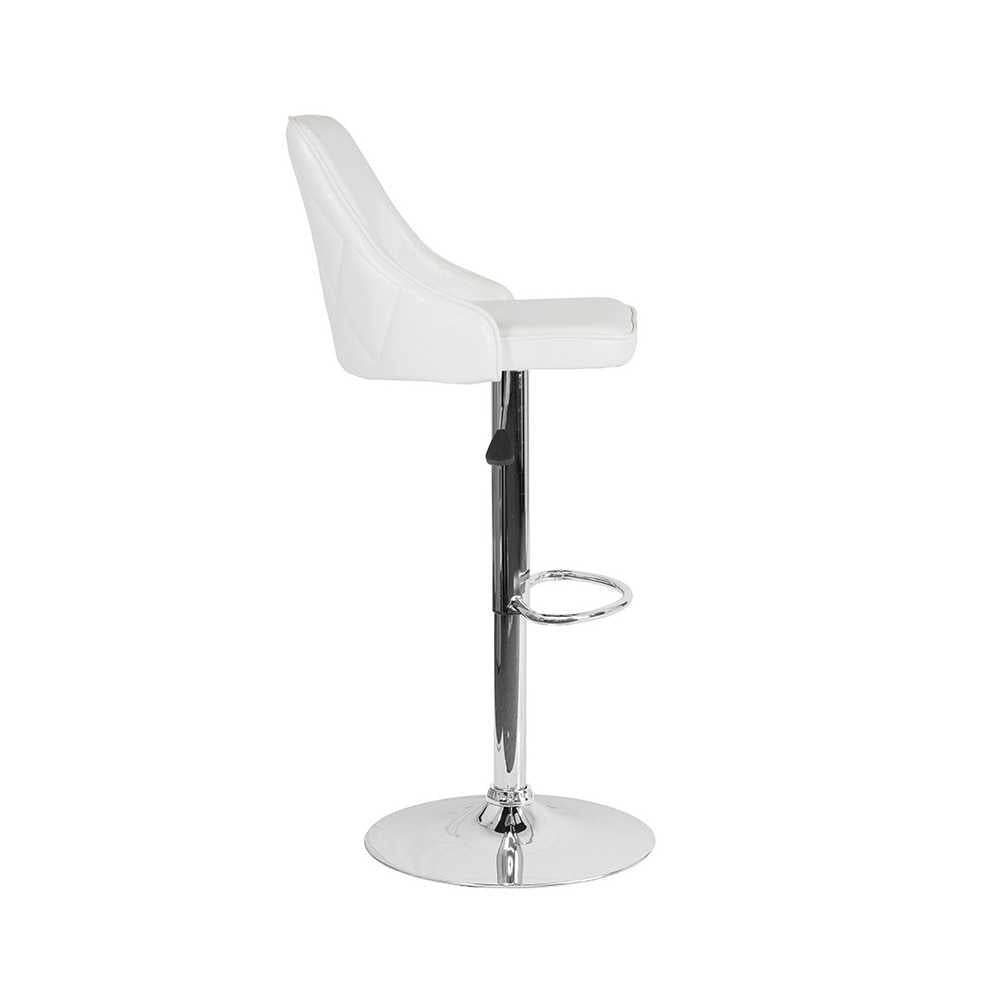 Trieste Contemporary Adjustable Height Barstool in White LeatherSoft