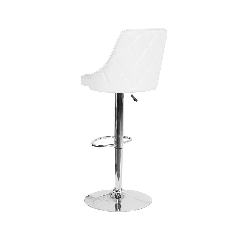 Trieste Contemporary Adjustable Height Barstool in White LeatherSoft