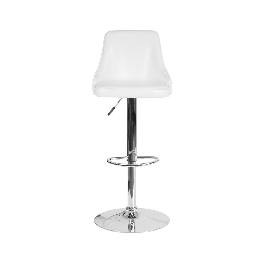 Trieste Contemporary Adjustable Height Barstool in White LeatherSoft