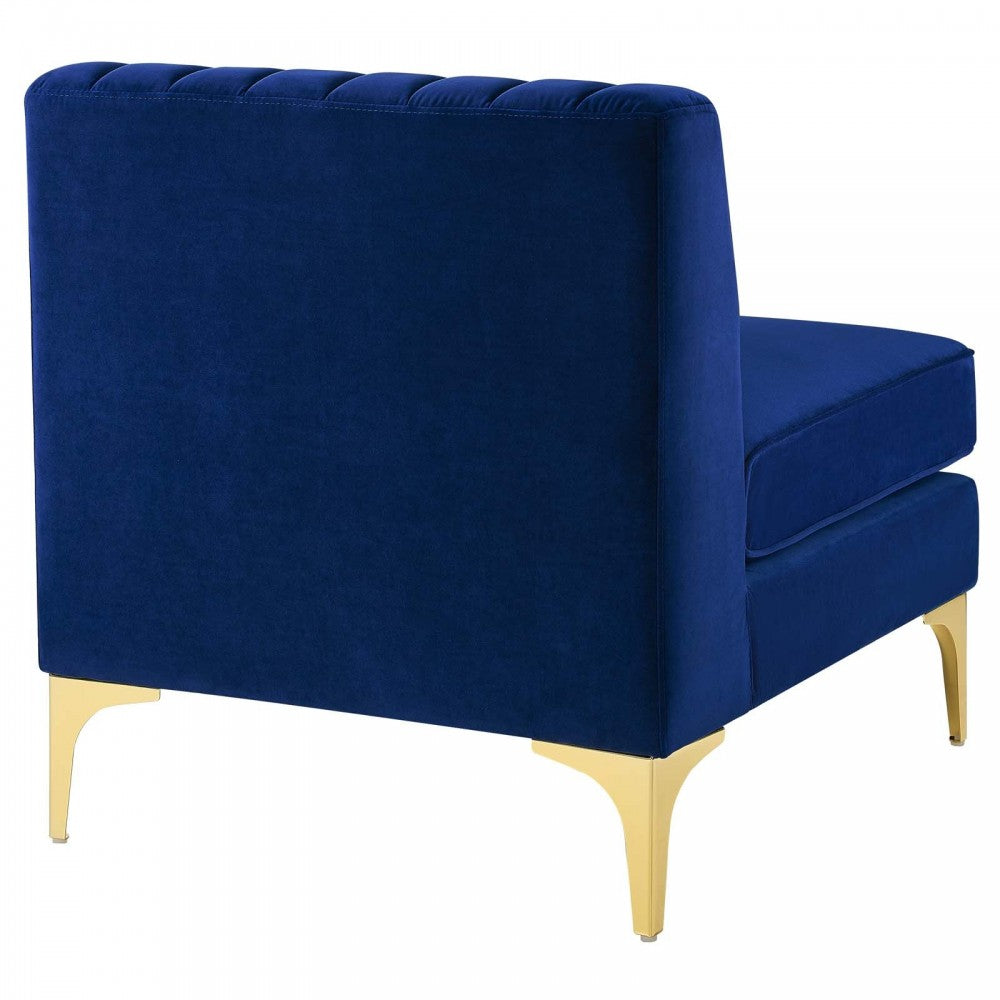 Triumph Channel Tufted Performance Velvet 	3-Seater Sofa, Navy
