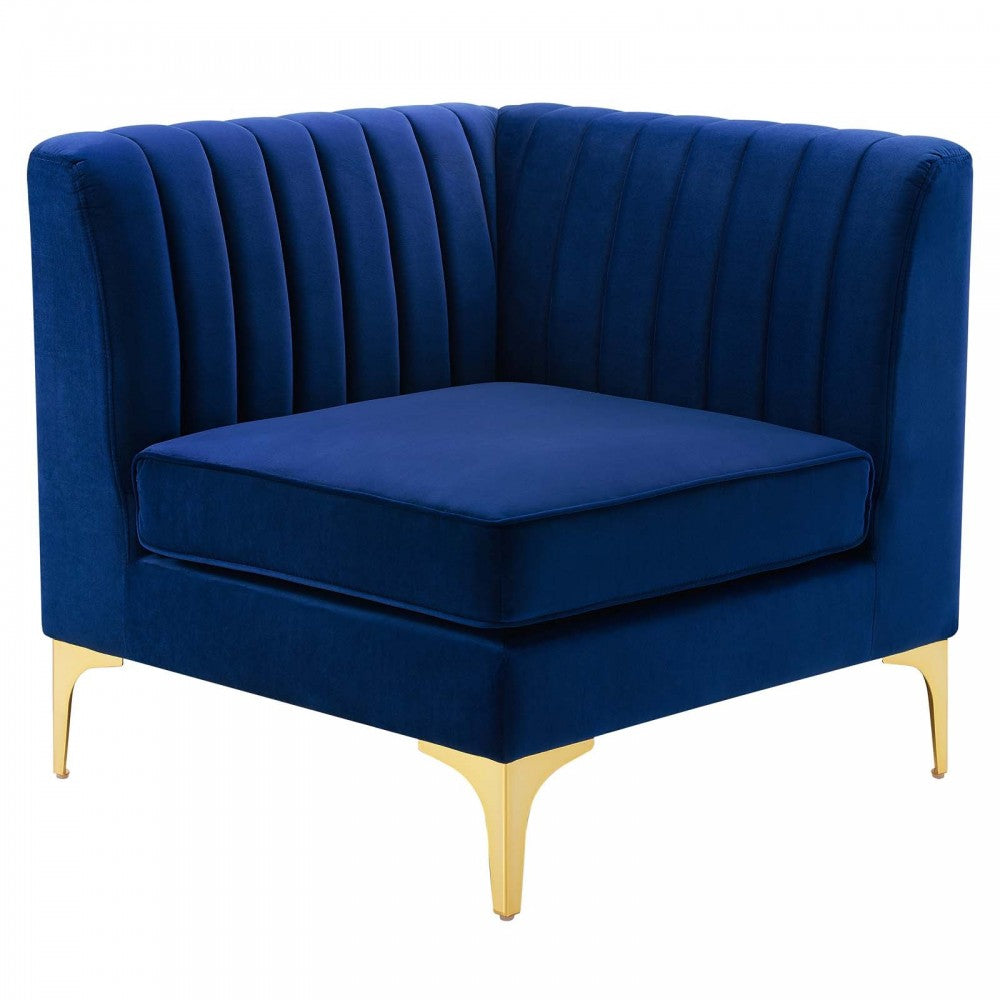 Triumph Channel Tufted Performance Velvet 	3-Seater Sofa, Navy