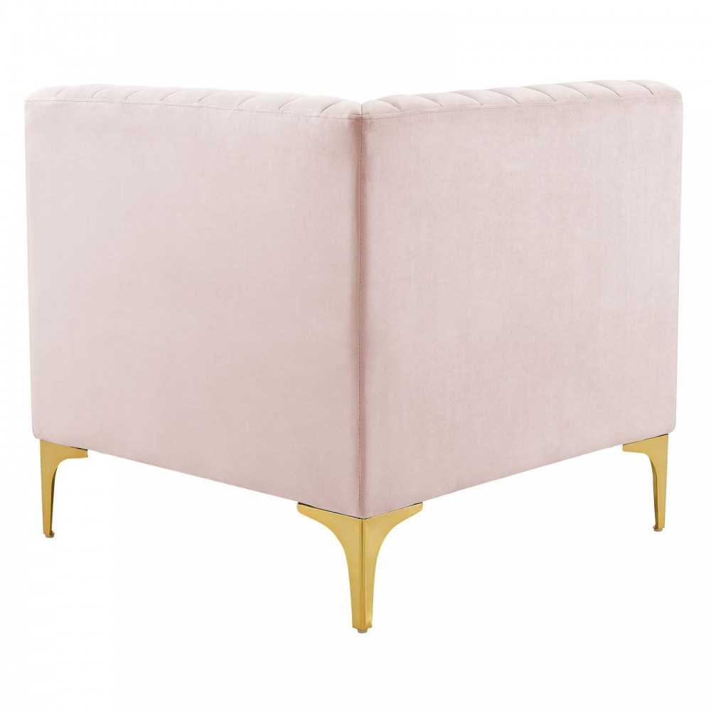 Triumph Channel Tufted Performance Velvet 	3-Seater Sofa, Pink