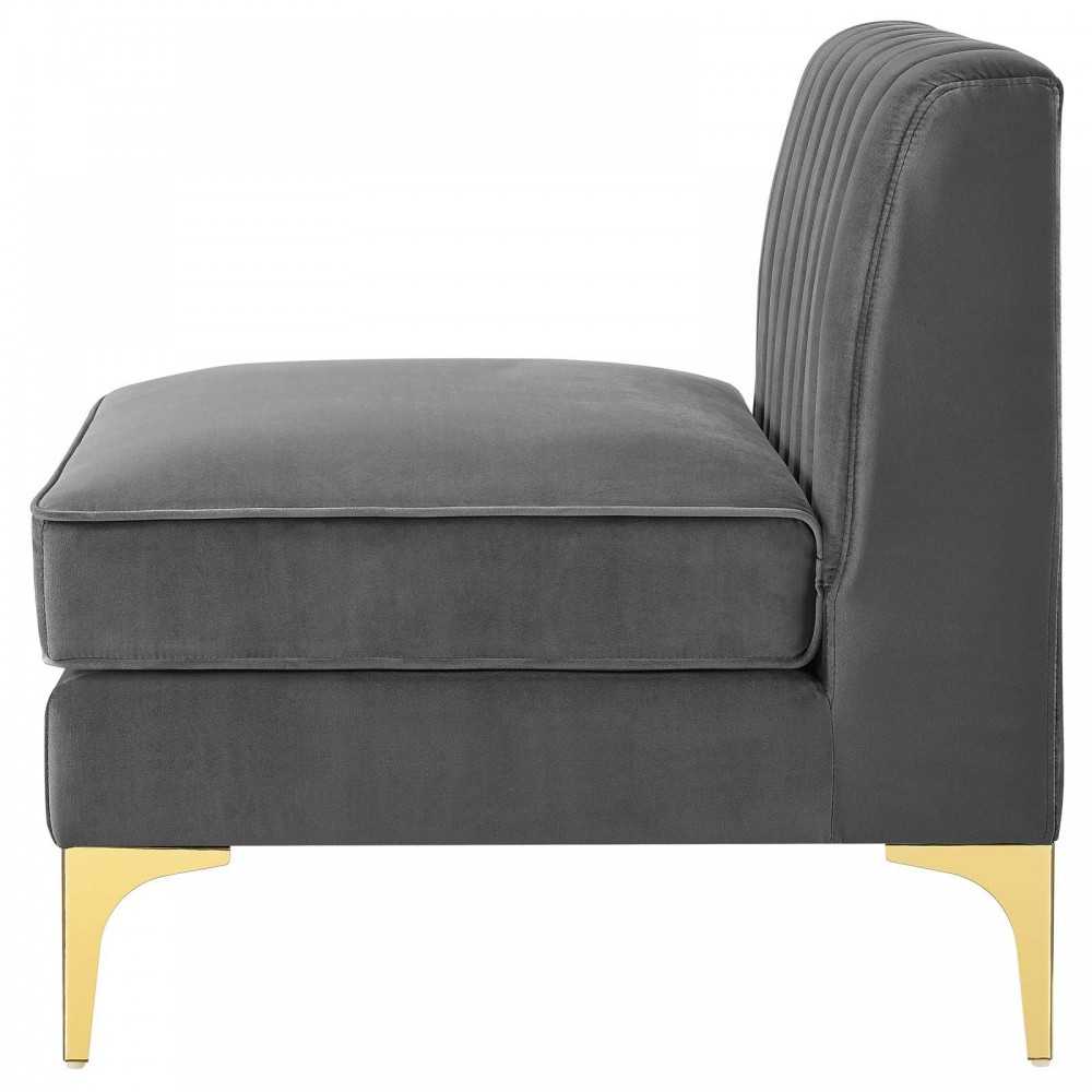 Triumph Channel Tufted Performance Velvet 	3-Seater Sofa, Gray