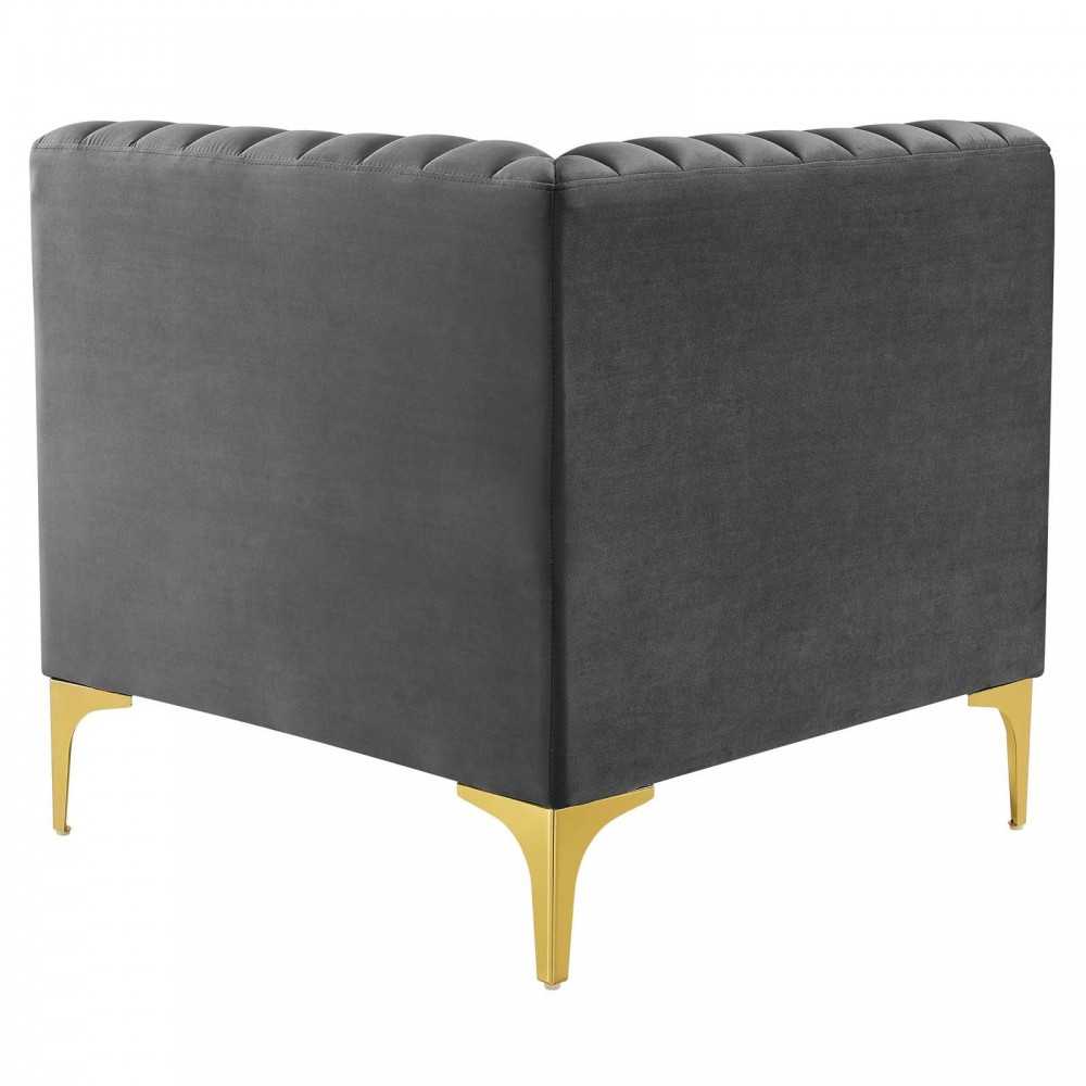 Triumph Channel Tufted Performance Velvet 	3-Seater Sofa, Gray