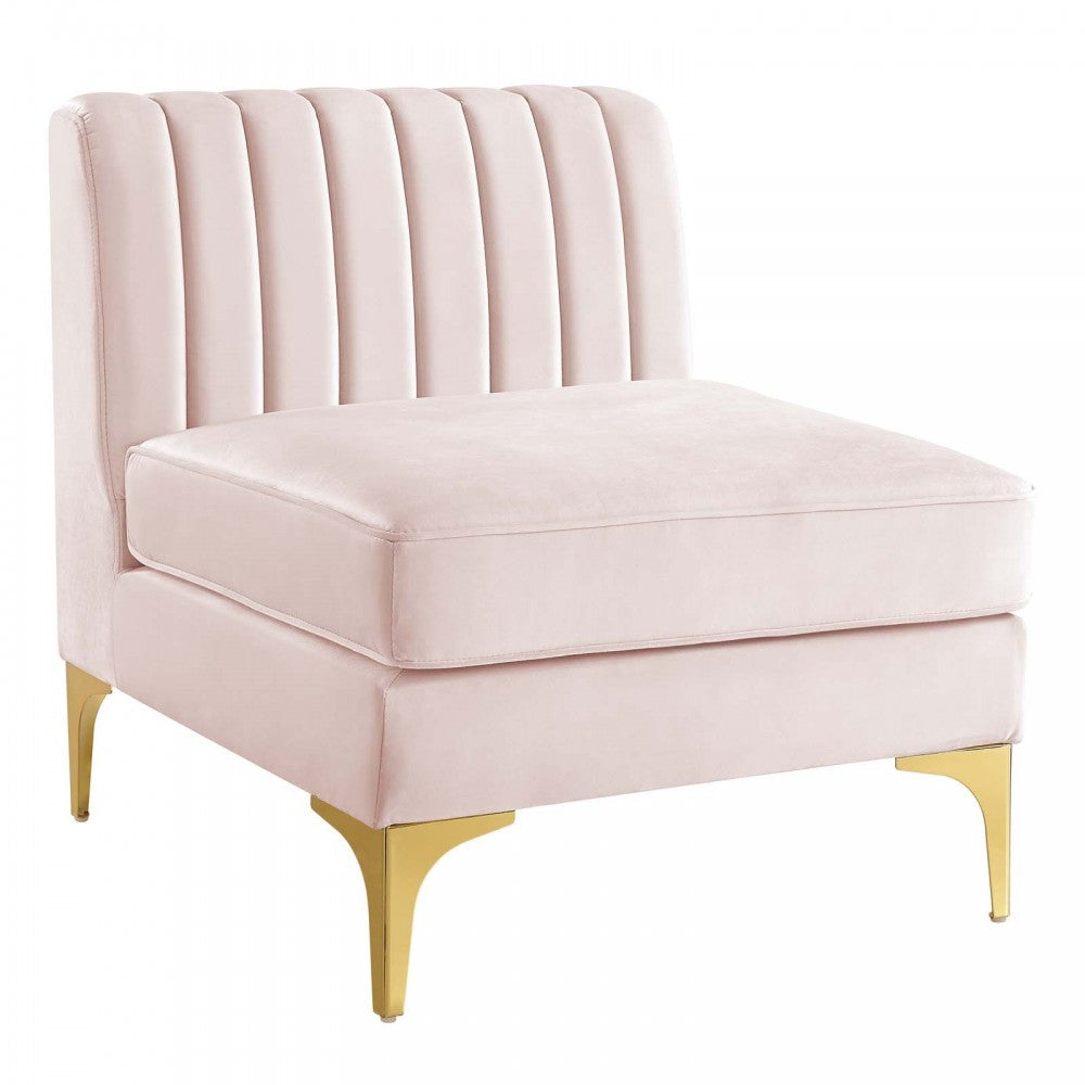 Triumph Channel Tufted Performance Velvet 4-Seater Sofa, Pink