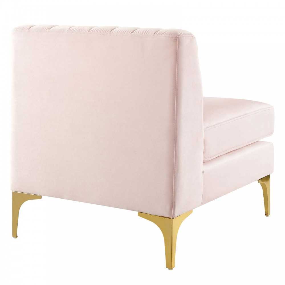 Triumph Channel Tufted Performance Velvet 4-Seater Sofa, Pink