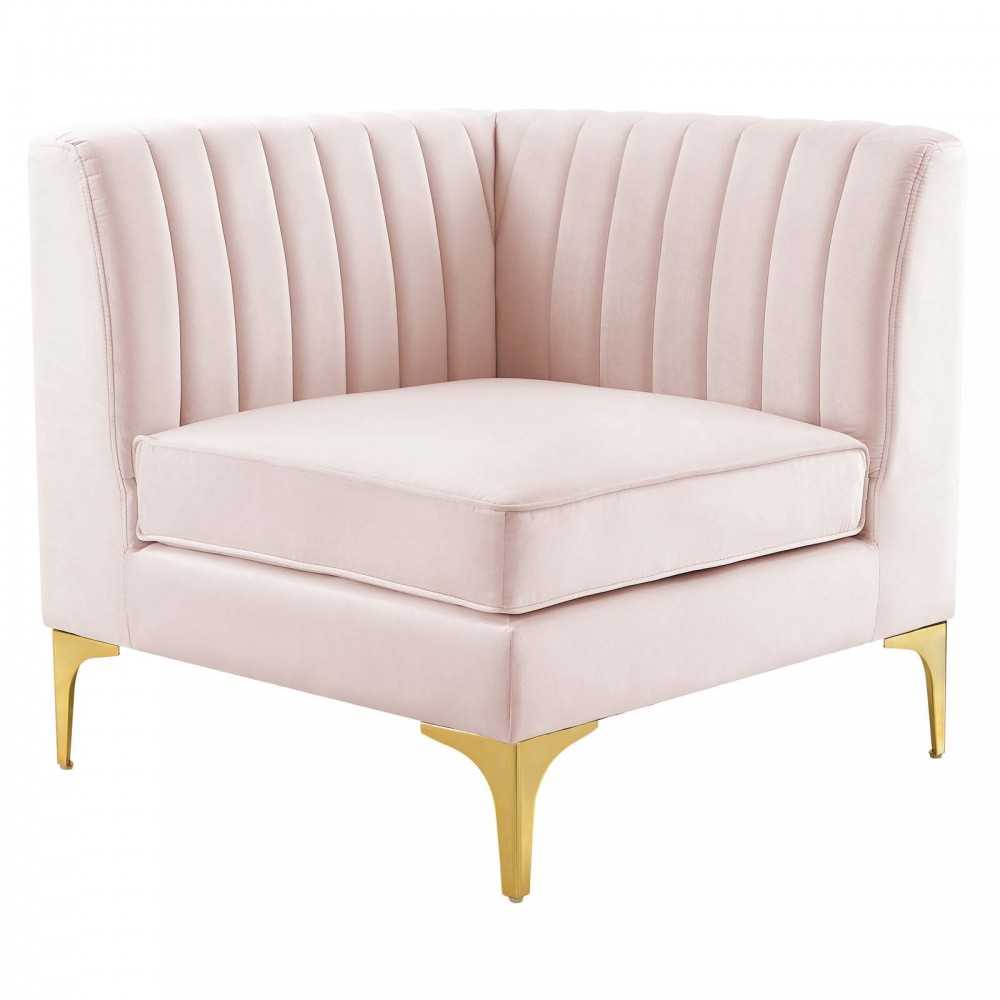 Triumph Channel Tufted Performance Velvet 4-Seater Sofa, Pink