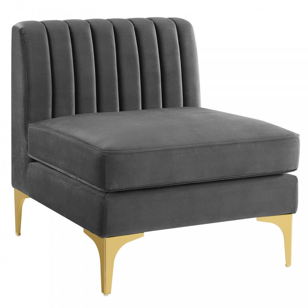Triumph Channel Tufted Performance Velvet 4-Seater Sofa, Gray