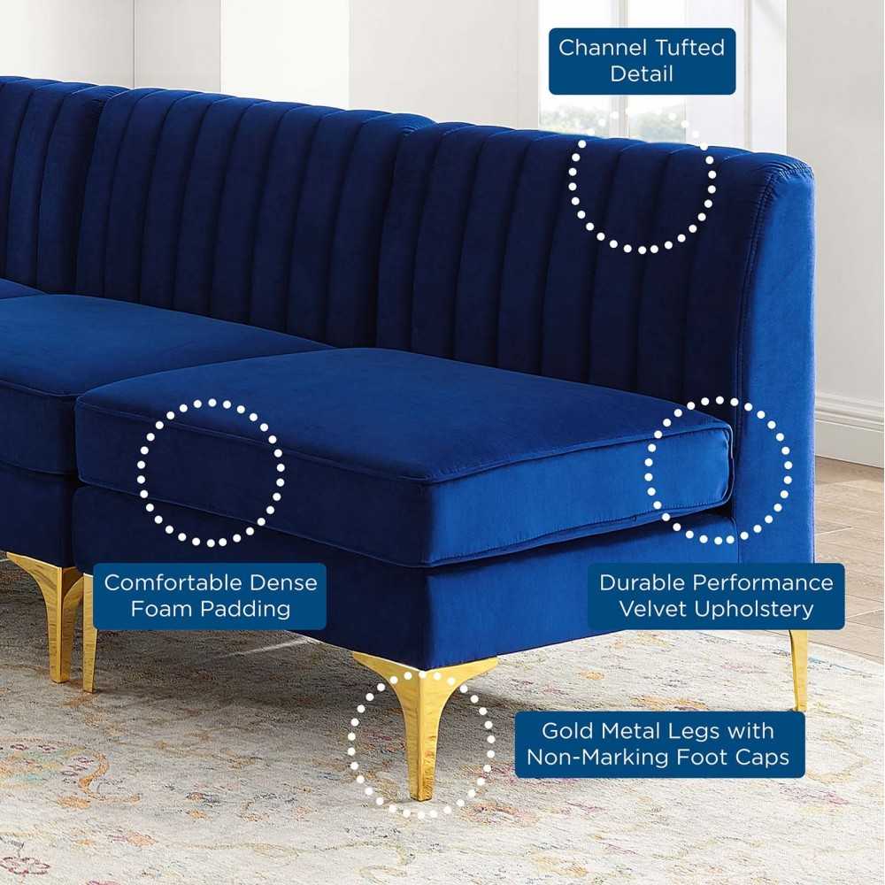 Triumph Channel Tufted Performance Velvet 5-Piece Sectional Sofa, Navy, EEI-4351-NAV