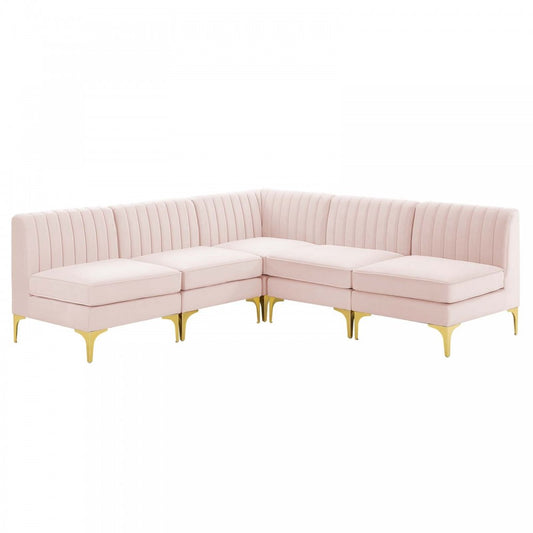 Triumph Channel Tufted Performance Velvet 5-Piece Sectional Sofa, Pink, EEI-4351-PNK