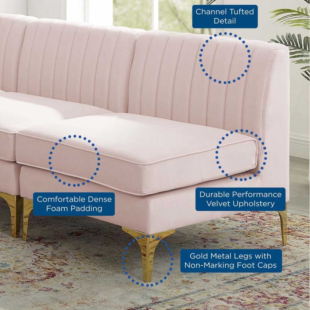 Triumph Channel Tufted Performance Velvet 5-Piece Sectional Sofa, Pink, EEI-4351-PNK