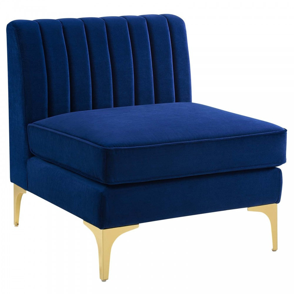 Triumph Channel Tufted Performance Velvet Armless Chair, Navy