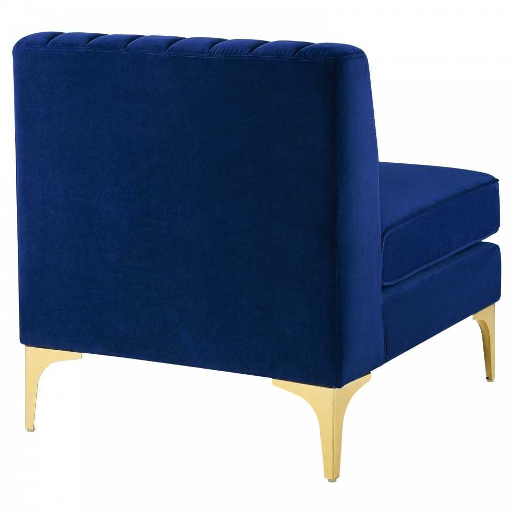 Triumph Channel Tufted Performance Velvet Armless Chair, Navy