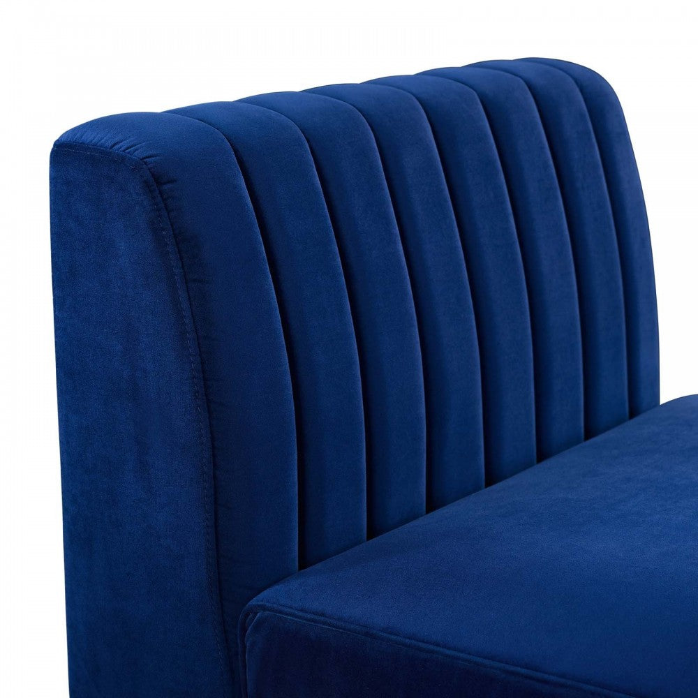 Triumph Channel Tufted Performance Velvet Armless Chair, Navy