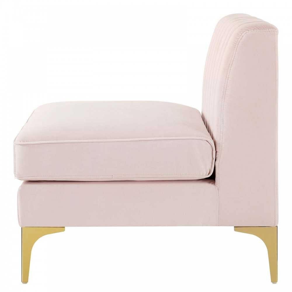 Triumph Channel Tufted Performance Velvet Armless Chair, Pink