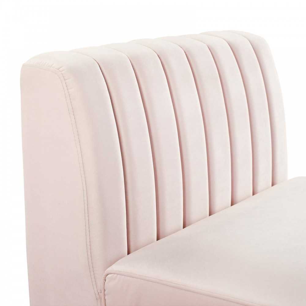 Triumph Channel Tufted Performance Velvet Armless Chair, Pink