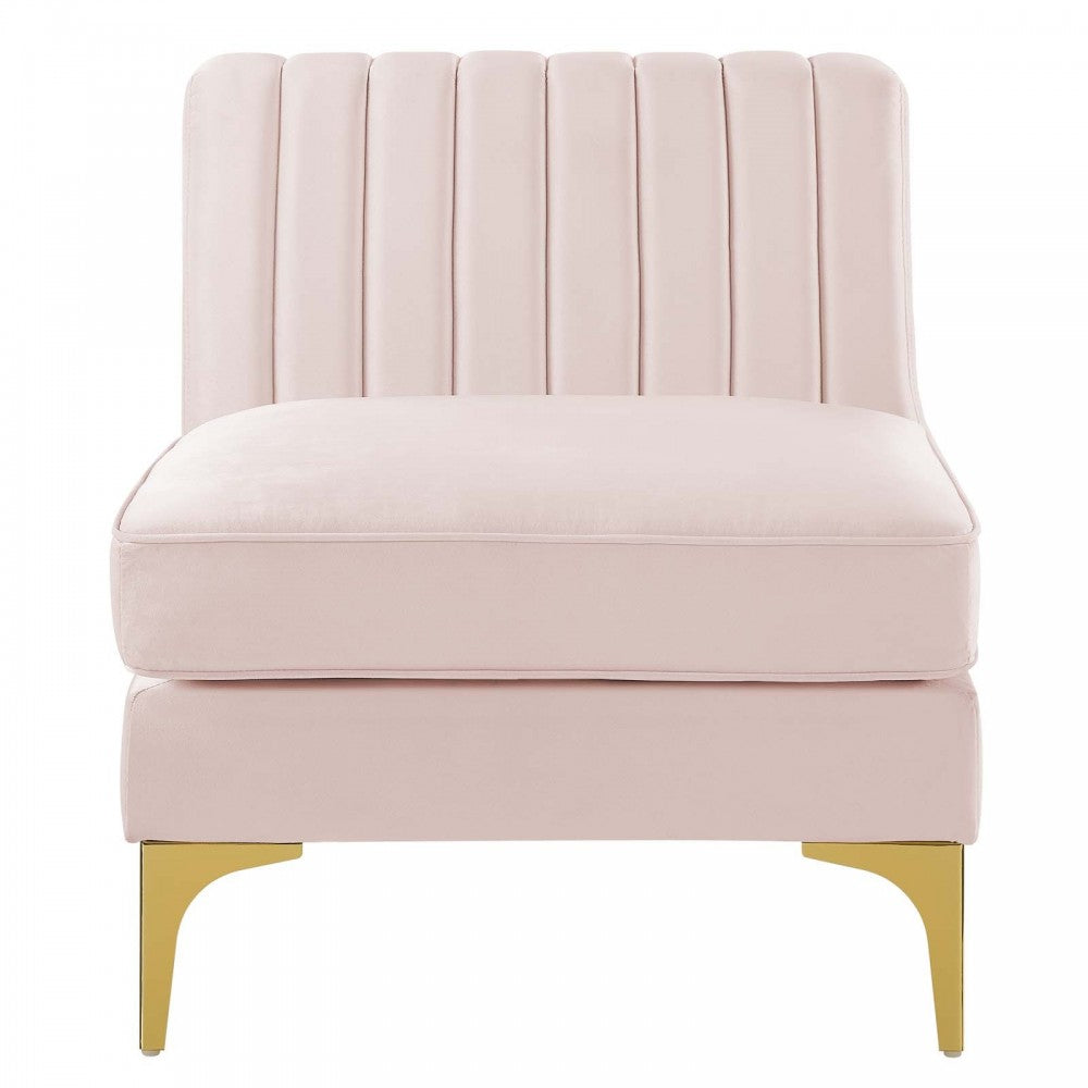 Triumph Channel Tufted Performance Velvet Armless Chair, Pink