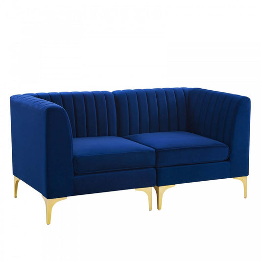 Triumph Channel Tufted Performance Velvet Loveseat, Navy