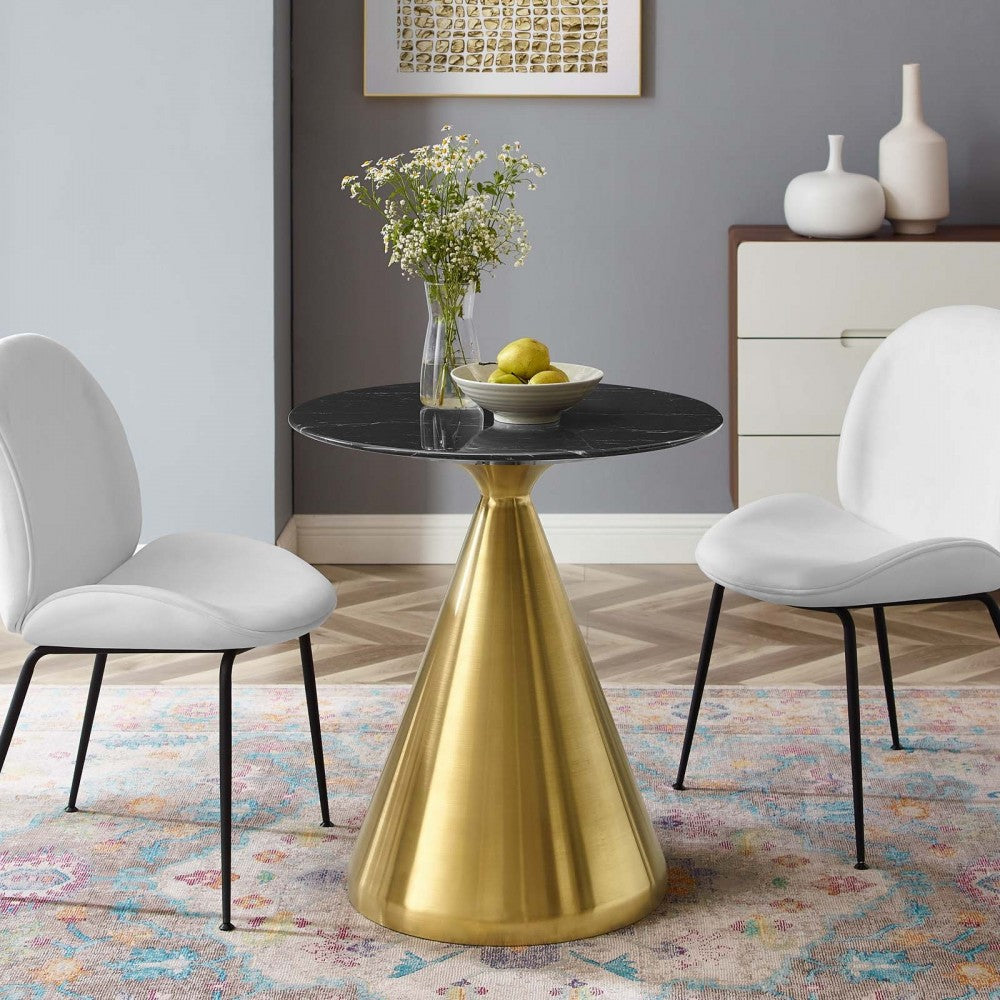 Tupelo 28" Artificial Marble Dining Table, Gold Black