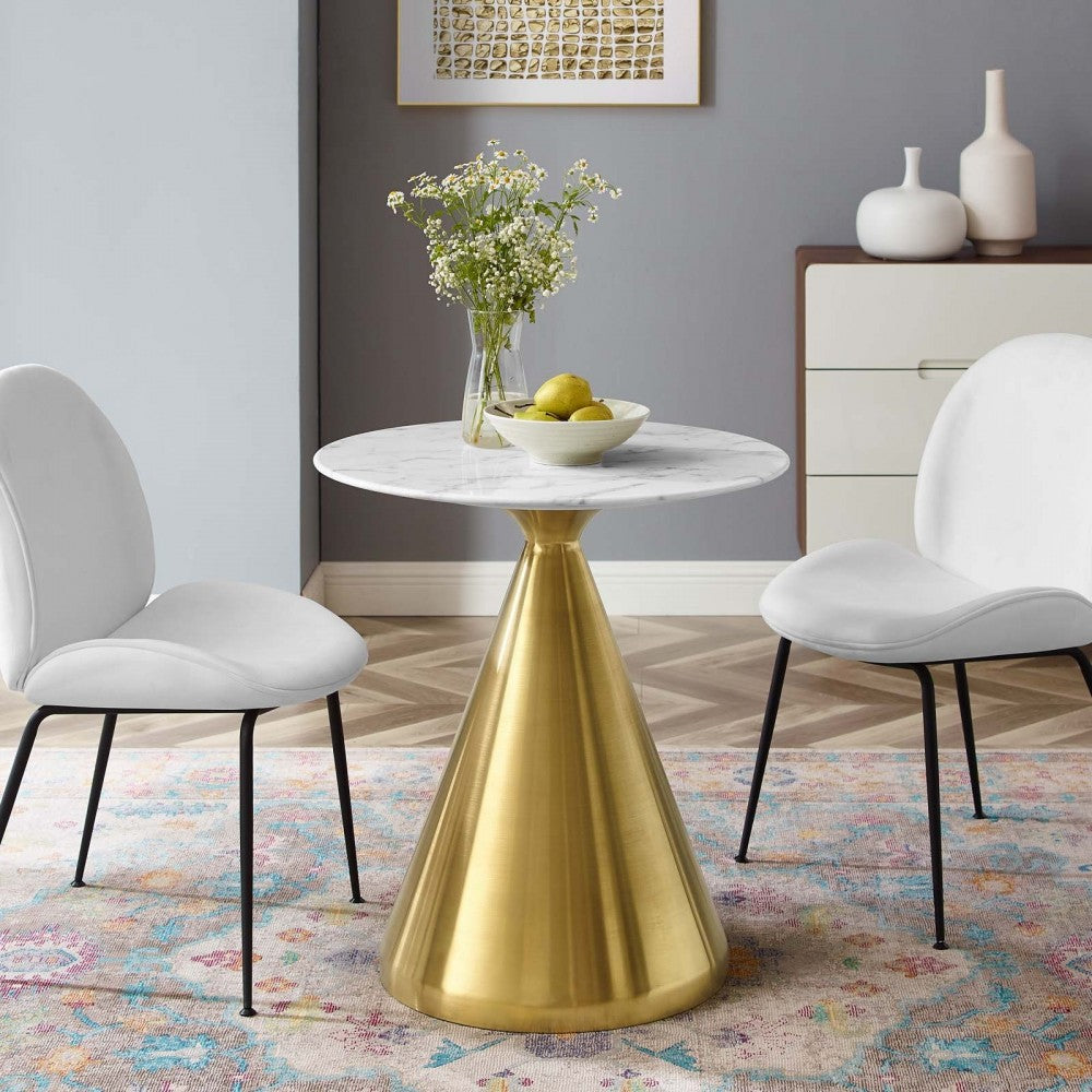 Tupelo 28" Artificial Marble Dining Table, Gold White