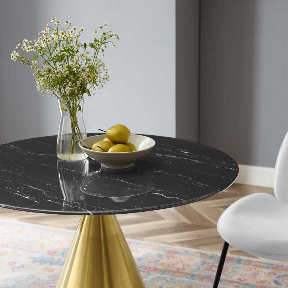 Tupelo 36" Artificial Marble Dining Table, Gold Black