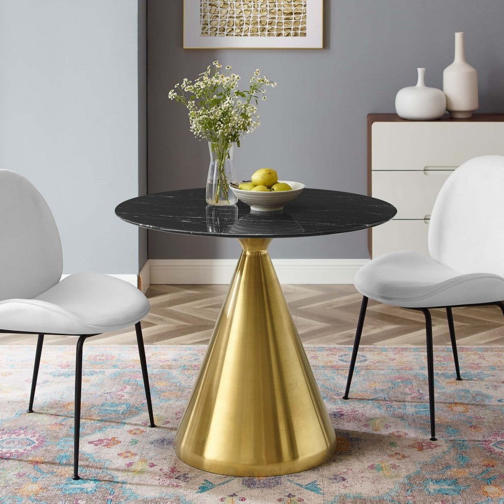 Tupelo 36" Artificial Marble Dining Table, Gold Black