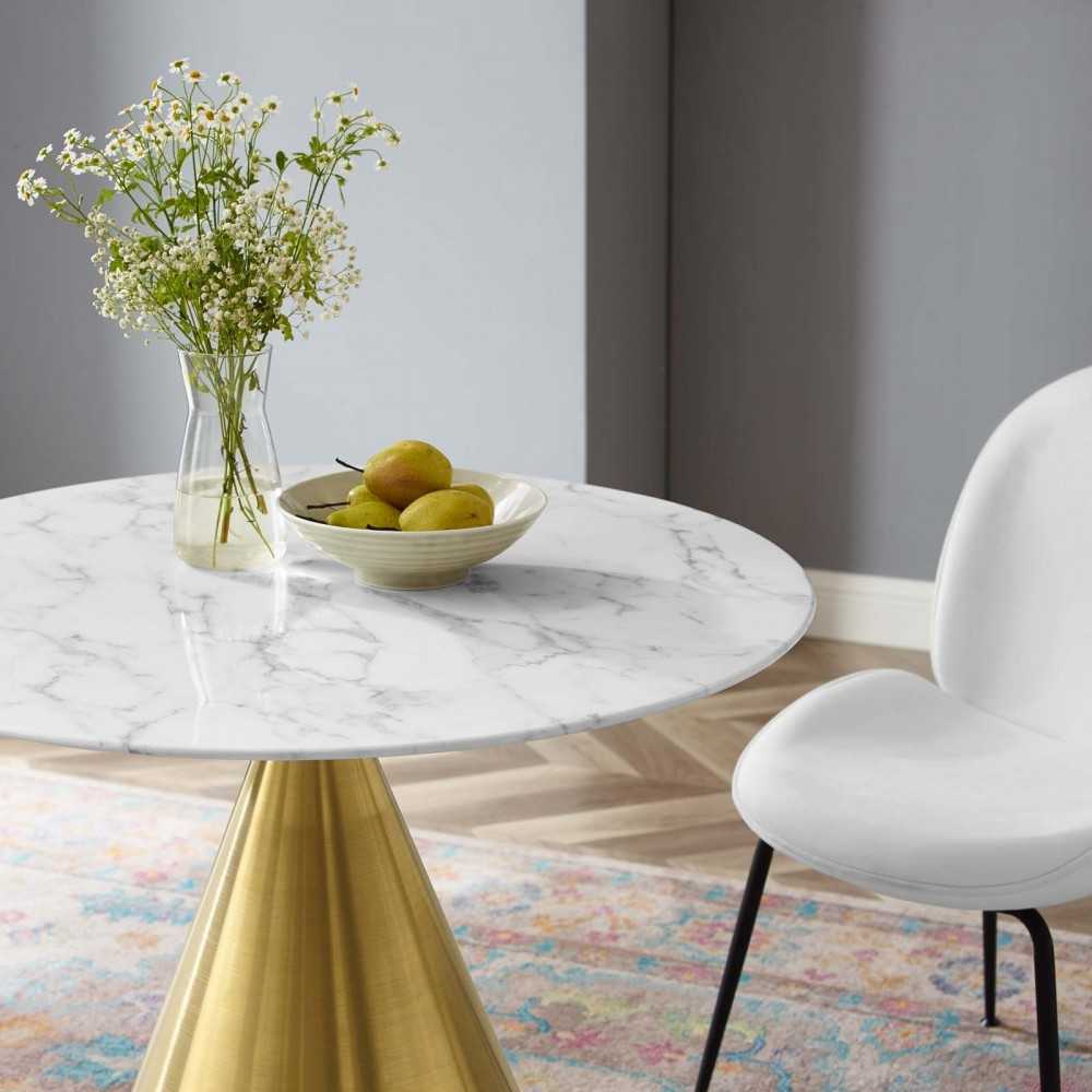 Tupelo 36" Artificial Marble Dining Table, Gold White