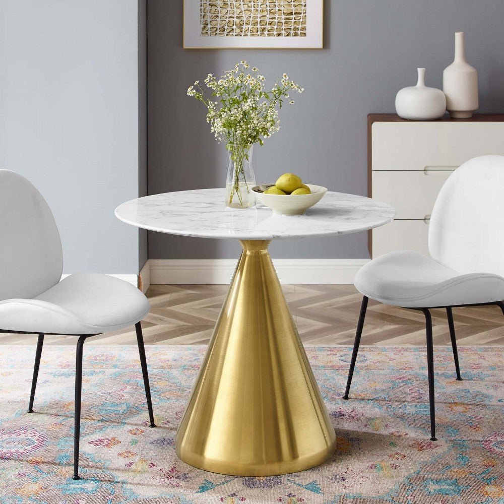 Tupelo 36" Artificial Marble Dining Table, Gold White