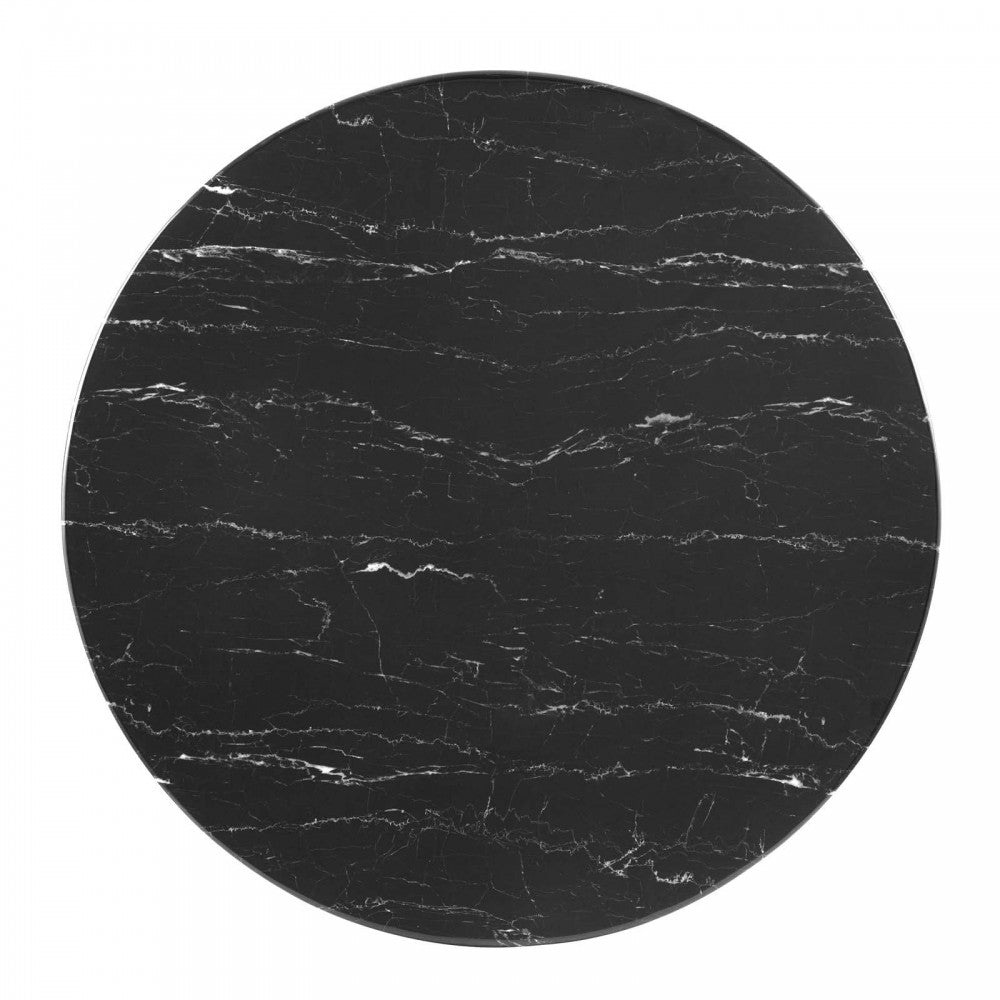 Tupelo 40" Artificial Marble Dining Table, Gold Black