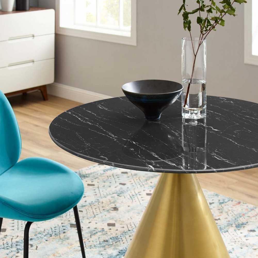 Tupelo 40" Artificial Marble Dining Table, Gold Black