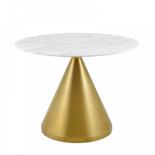 Tupelo 40" Artificial Marble Dining Table, Gold White