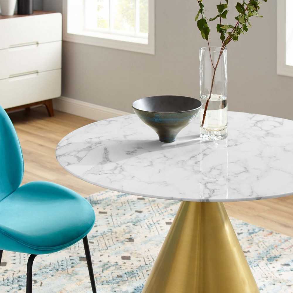 Tupelo 40" Artificial Marble Dining Table, Gold White