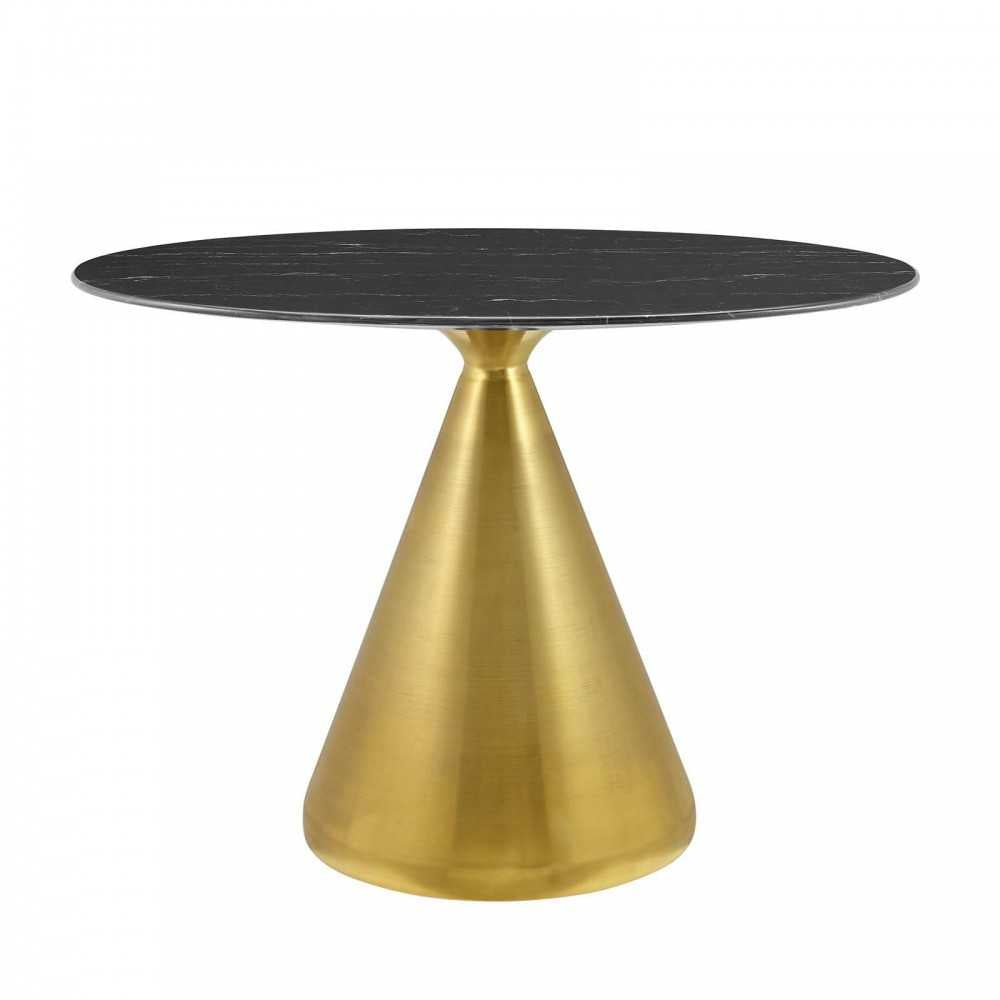 Tupelo 42" Oval Artificial Marble Dining Table, Gold Black