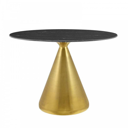 Tupelo 42" Oval Artificial Marble Dining Table, Gold Black