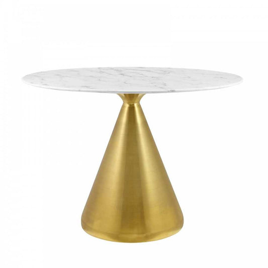 Tupelo 42" Oval Artificial Marble Dining Table, Gold White