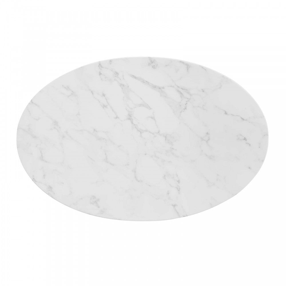 Tupelo 42" Oval Artificial Marble Dining Table, Gold White