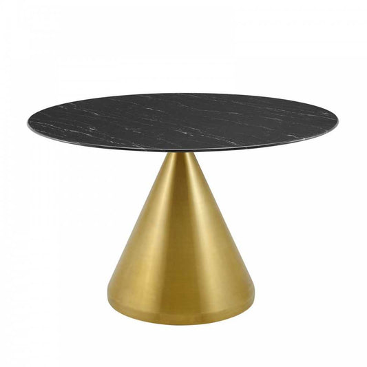 Tupelo 47" Artificial Marble Dining Table, Gold Black