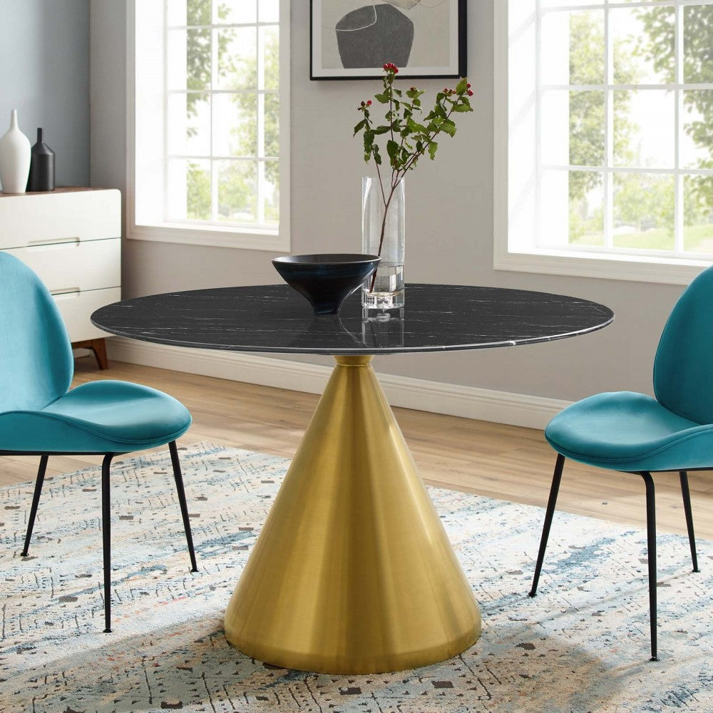 Tupelo 47" Artificial Marble Dining Table, Gold Black